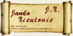 Janko Niculović vizit kartica
